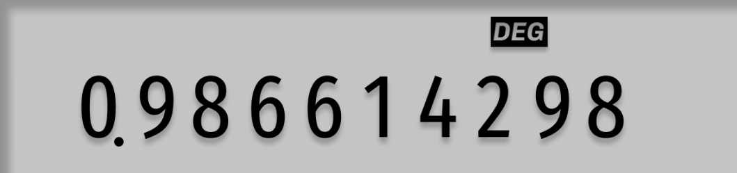 Display shows 0.986614298